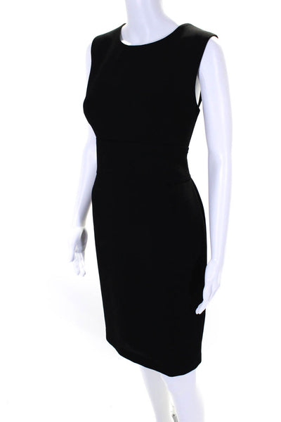 Donna Karan New York Womens Black Crew Neck Sleeveless Shift Dress Size 8