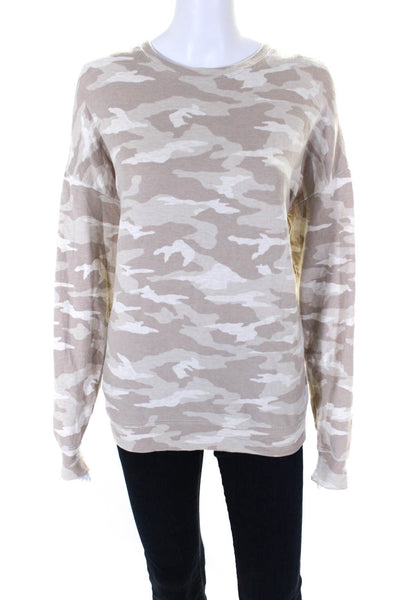 Athleta Womens Oversize Crew Neck Camouflage Sweatshirt Beige Size Small