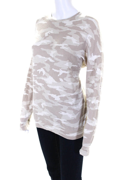 Athleta Womens Oversize Crew Neck Camouflage Sweatshirt Beige Size Small