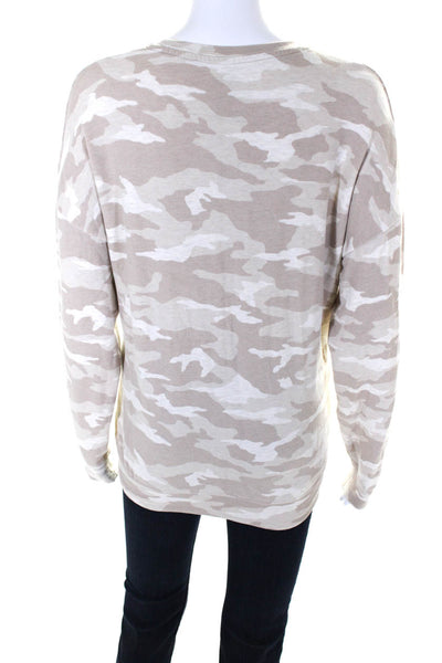 Athleta Womens Oversize Crew Neck Camouflage Sweatshirt Beige Size Small