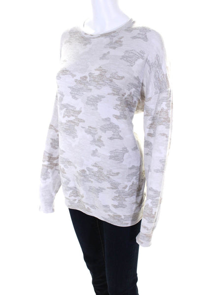 Athleta Womens Crew Neck Camouflage Pullover Sweatshirt Beige Size Medium