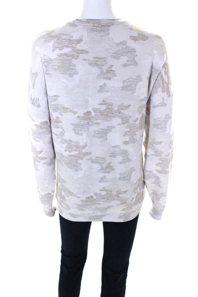 Athleta Womens Crew Neck Camouflage Pullover Sweatshirt Beige Size Medium