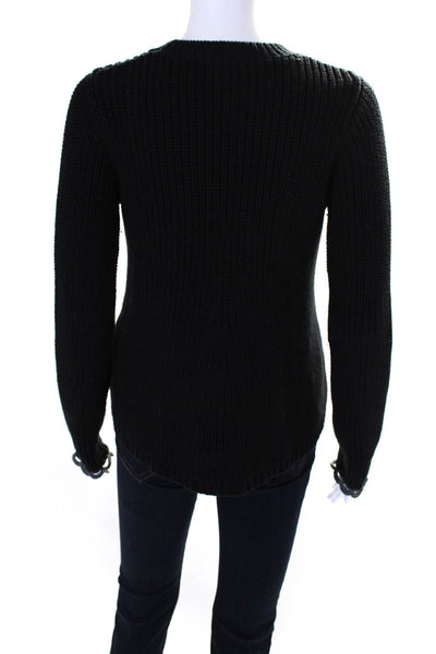 3.1 Phillip Lim Womens Pullover Ribbed Oversized Crew Neck Sweater Black Size XS