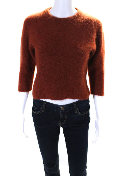 Naadam Womens 3/4 Sleeve Crew Neck Cashmere Sweater Burnt Orange Size XS