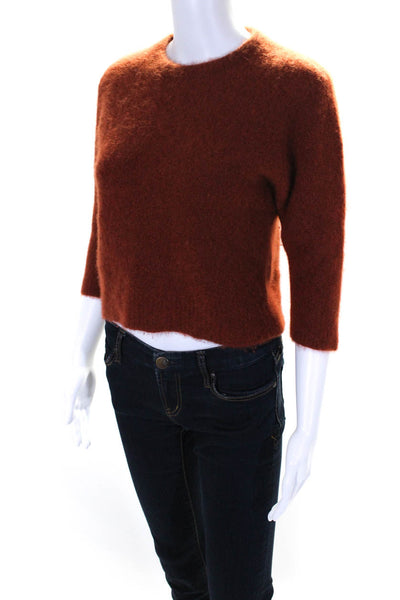 Naadam Womens 3/4 Sleeve Crew Neck Cashmere Sweater Burnt Orange Size XS