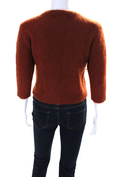 Naadam Womens 3/4 Sleeve Crew Neck Cashmere Sweater Burnt Orange Size XS