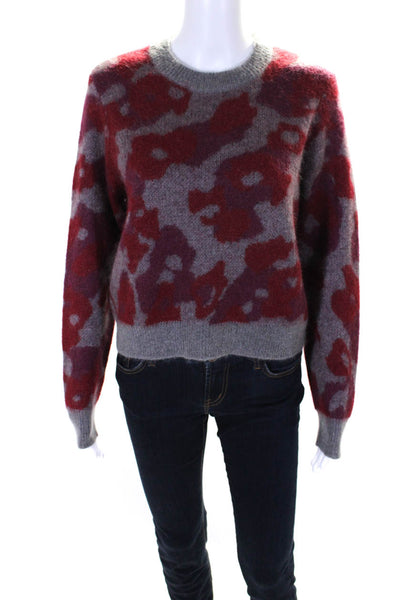 Rag & Bone Womens Pullover Crew Neck Abstract Sweater Gray Red Wool Size Small