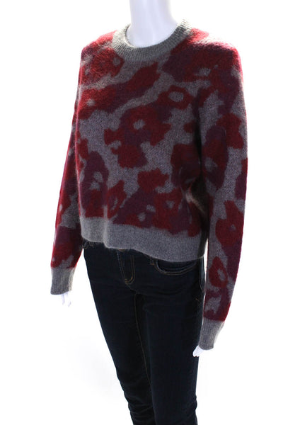 Rag & Bone Womens Pullover Crew Neck Abstract Sweater Gray Red Wool Size Small