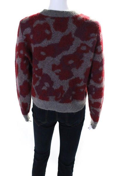 Rag & Bone Womens Pullover Crew Neck Abstract Sweater Gray Red Wool Size Small