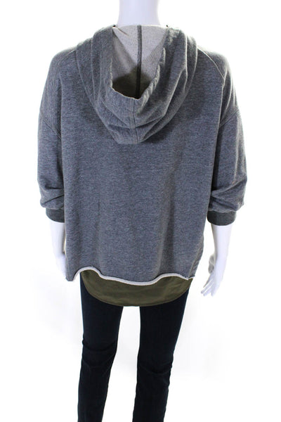 3.1 Phillip Lim Womens Half Sleeve Layered Hoodie Sweater Gray Green Size XS