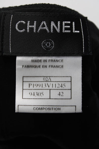 Chanel 02 A Womens Jeweled Logo Zipper Mini Skirt Black Wool Size EUR 42