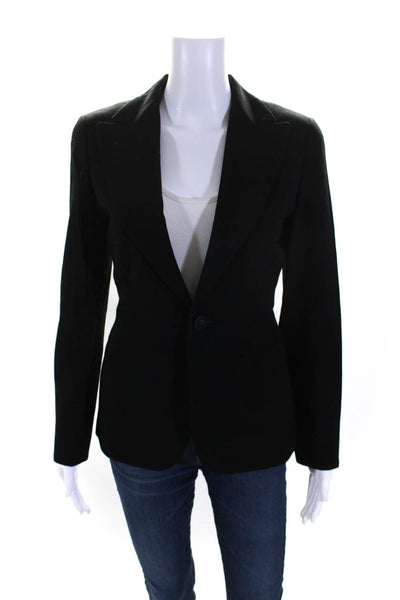 Jil Sander Womens Peak Lapel One Button Blazer Jacket Black Size IT 34