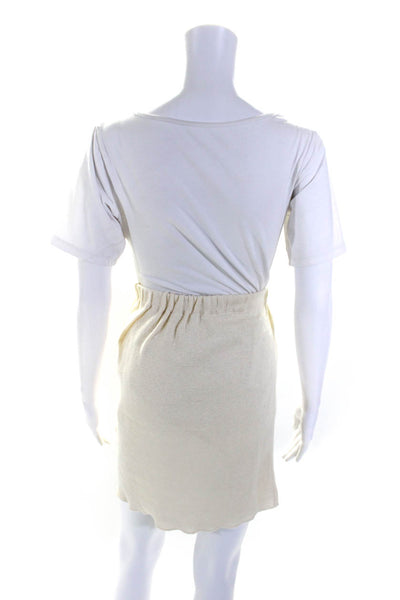 Joseph Womens Vintage Knit Knee Length A Line Skirt Cream Linen Size Small