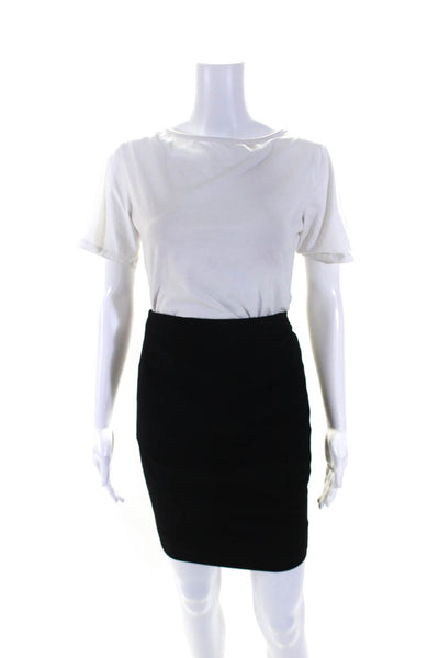 Jil Sander Womens Knee Length Gabardine Pencil Skirt Black Wool Size IT 34