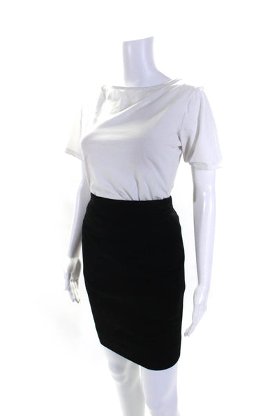 Jil Sander Womens Knee Length Gabardine Pencil Skirt Black Wool Size IT 34