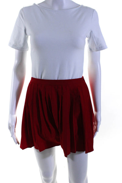 Rachel Antonoff Womens Side Zip Knee Length Pleated Skirt Red Size Small