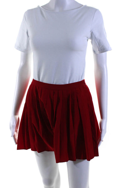 Rachel Antonoff Womens Side Zip Knee Length Pleated Skirt Red Size Small