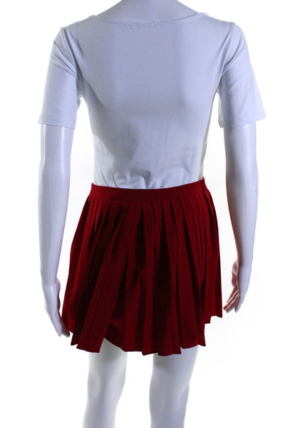 Rachel Antonoff Womens Side Zip Knee Length Pleated Skirt Red Size Small