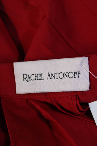 Rachel Antonoff Womens Side Zip Knee Length Pleated Skirt Red Size Small