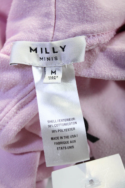 Milly Minis Childrens Girls Pullover Long Sleeves Hoodie Pink Cotton Size Medium