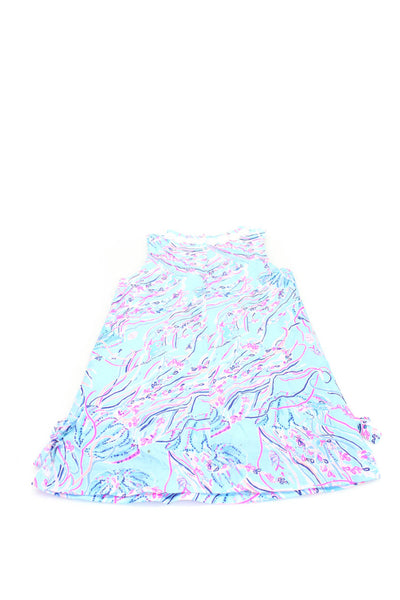 Lilly Pulitzer Childrens Girls Floral Print Sleeveless Dress Blue Pink Size 7