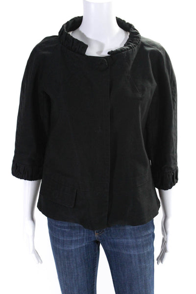 Marc Jacobs Womens Black Cotton Front Pocket Crew Neck 3/4 Sleeve Jacket Size L