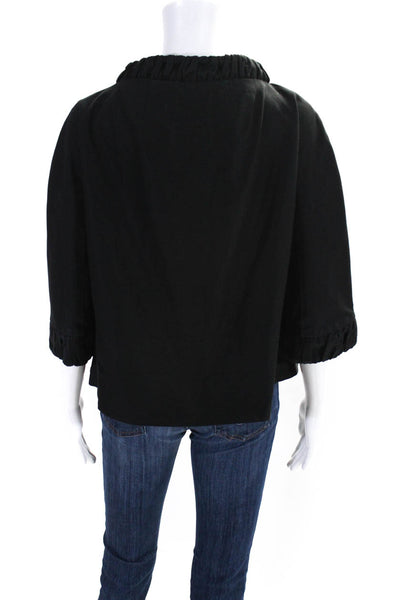 Marc Jacobs Womens Black Cotton Front Pocket Crew Neck 3/4 Sleeve Jacket Size L