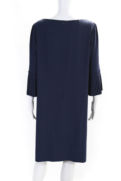 Escada Womens Navy Crew Neck Zip Back Long Sleeve A-Line Dress Size 40