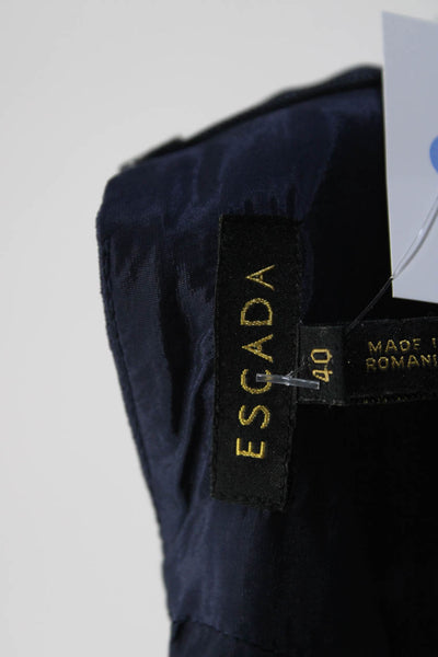 Escada Womens Navy Crew Neck Zip Back Long Sleeve A-Line Dress Size 40