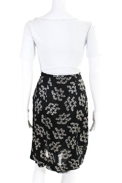 Giorgio Armani Womens Black Silk Printed Lined Knee Length A-line Skirt Size 44