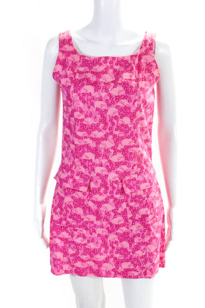 Lilly Pulitzer Womens Flamingo Print Sleeveless Sheath Dress Pink Size 2