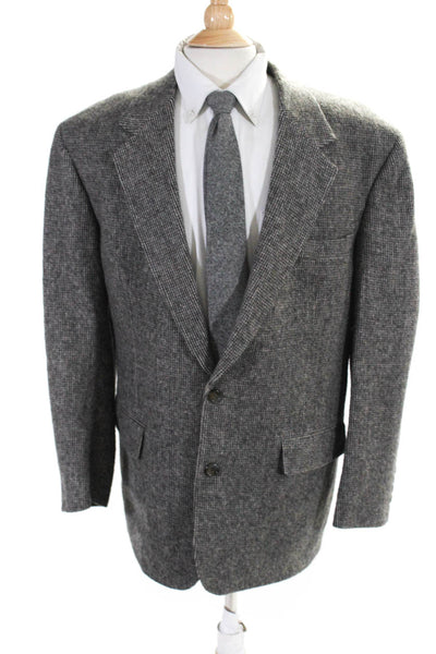 Brooks Brothers Mens Gray Wool Plaid Two Button Long Sleeve Blazer Size 42R