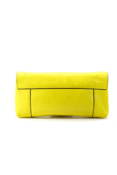 Reed Krakoff Womens Leather Flap Magnetic Clutch Handbag Yellow