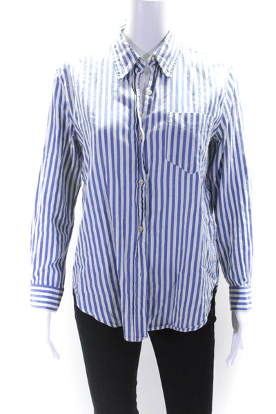 Isabel Marant Womens Striped Button Down Shirt Blue White Cotton Size EUR 40