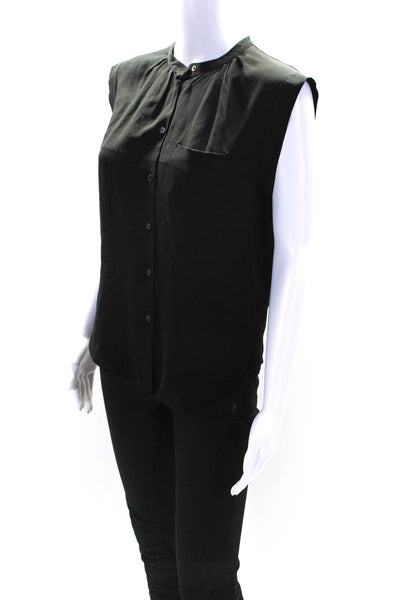 Miu Miu Womens Crew Neck Button Up Dolman Sleeve Top Blouse Black Size Medium