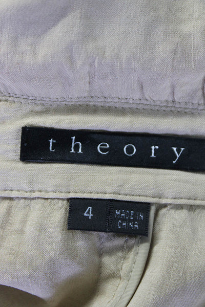 Theory Womens Linen Button Down Long Sleeves Perie Shirt Camel Beige Size 4