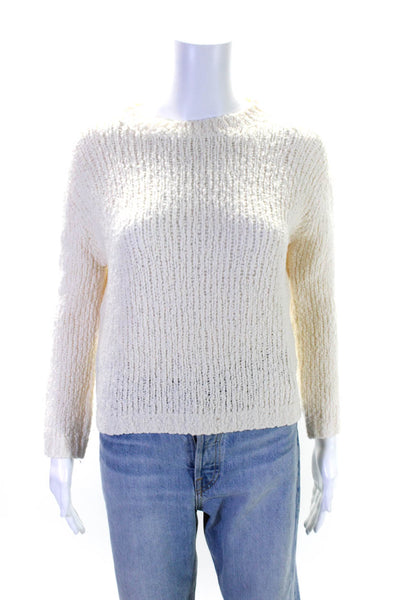 Vince Womens Boucle Long Sleeves Crew Neck Pullover Sweater Snow White Size Smal