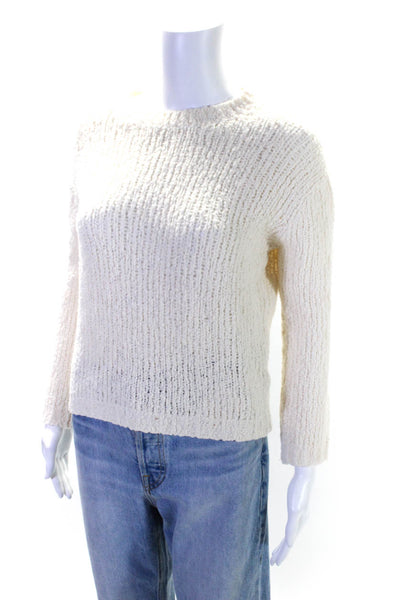 Vince Womens Boucle Long Sleeves Crew Neck Pullover Sweater Snow White Size Smal