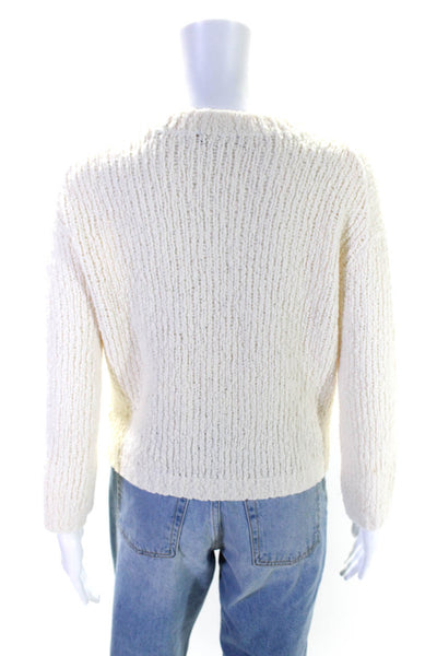 Vince Womens Boucle Long Sleeves Crew Neck Pullover Sweater Snow White Size Smal