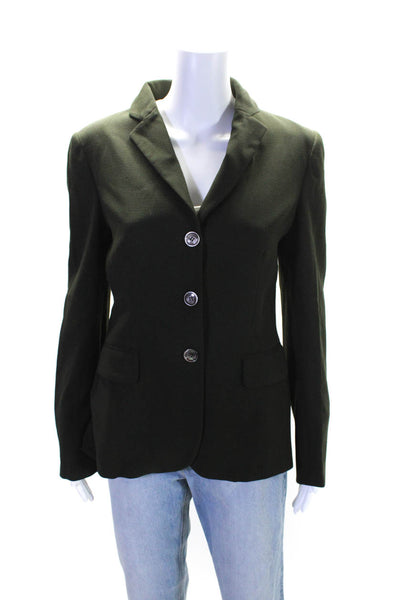 Philosophy di Alberta Ferretti Womens Button Down Suit Jacket Green Wool Size 6