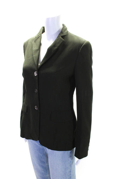 Philosophy di Alberta Ferretti Womens Button Down Suit Jacket Green Wool Size 6