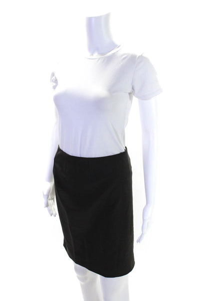 Theory Womens Mini Back Slit Pencil Skirt Black Wool Blend Size 2