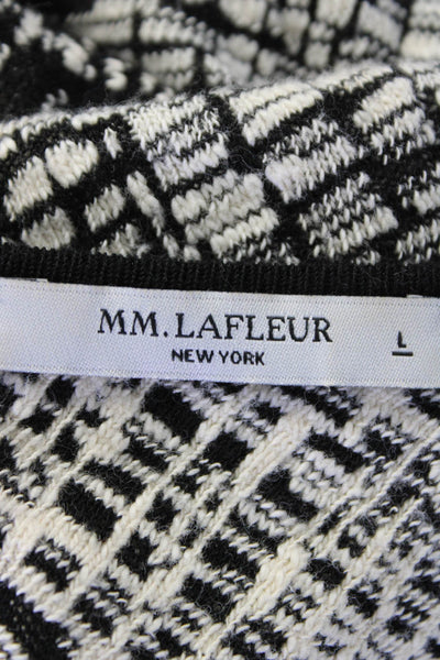 M.M. Lafleur Womens Sleeveless Scoop Neck Knit Top White Black Cotton Size Large