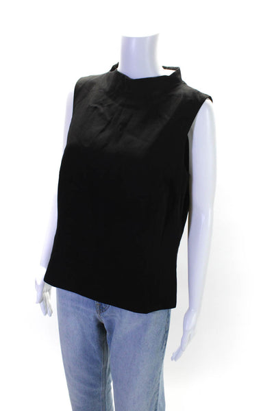 Dana Buchman Womens Back Zip Sleeveless Crew Neck Boxy Top Black Size 12