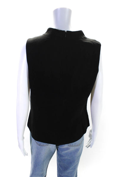 Dana Buchman Womens Back Zip Sleeveless Crew Neck Boxy Top Black Size 12