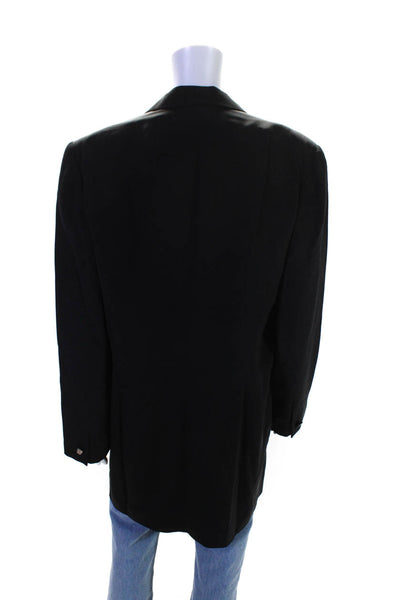 Dana Buchman Womens Single Button Notched Lapel Blazer Jacket Black Silk Size 12