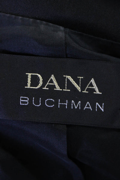 Dana Buchman Womens Single Button Notched Lapel Blazer Jacket Black Silk Size 12