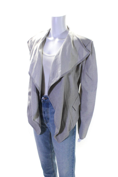 St. John Womens Long Sleeve Draped Open Front Knit Jacket Gray Cotton Size 10