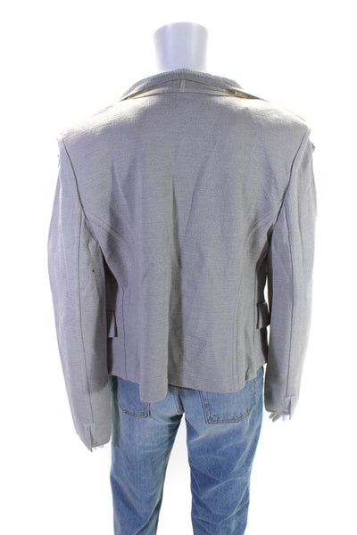 St. John Womens Long Sleeve Draped Open Front Knit Jacket Gray Cotton Size 10