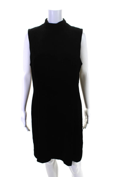 Dana Buchman Womens Back Zip Sleeveless Mock Neck Velvet Dress Black Size 12